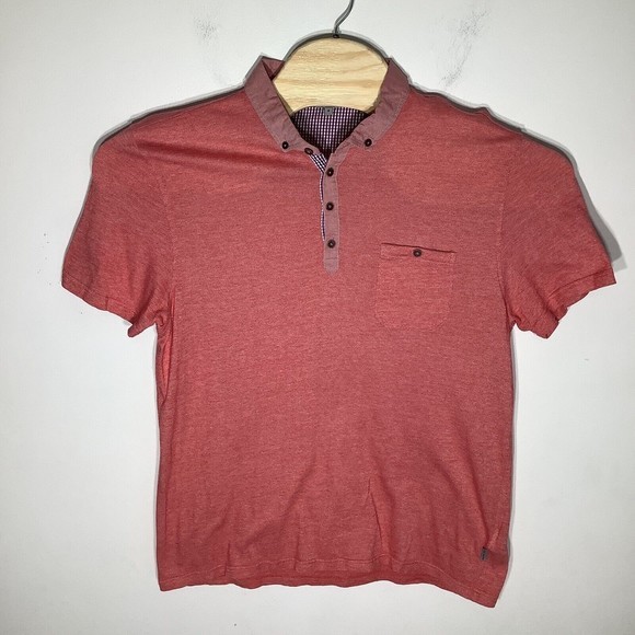 Ted Baker London Mens Short Sleeve Polo Red Size 6 - Picture 2 of 5